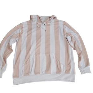 Huntington BC Beach Club Mens XL Striped Hoodie Peach‎ White Surf Style HF9GD0GW